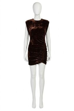 NEW LINE AND DOT velvet ruched dress in brown